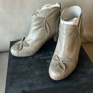Gray booties with flower detail from Anthropologie